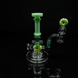 Black Leaf ''Double Donut'' Glass Dab Rig Green