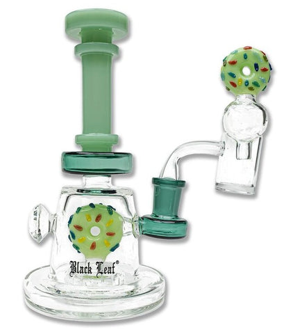 Black Leaf ''Double Donut'' Glass Dab Rig Green