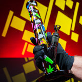 Black Leaf x Fire Flow '"420'' Cylinder Glass Bong