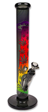Black Leaf x Fire Flow ''Leaves'' Cylinder Glass Bong