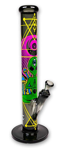 Black Leaf x Fire Flow ''Alien'' Glass Cylinder Bong