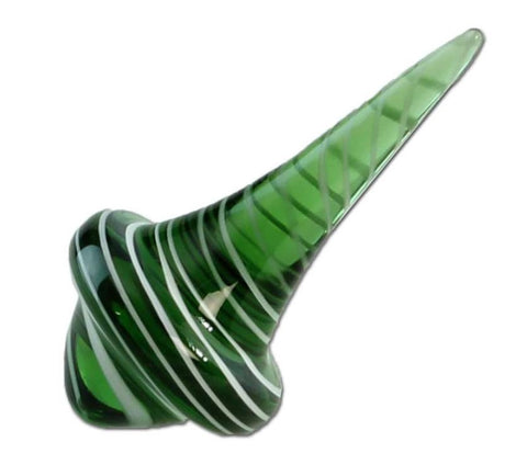 Black Leaf Glass Carb Cap Dabber Spiral - Green