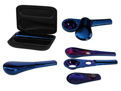 Black Leaf ''Jopi'' Magnetic 3-Part Hand Pipe - Glossy Blue
