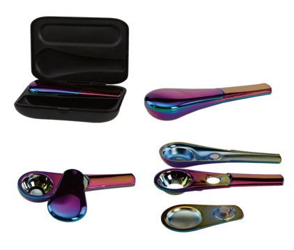 Black Leaf ''Jopi'' Magnetic 3-Part Hand Pipe - Glossy Rainbow