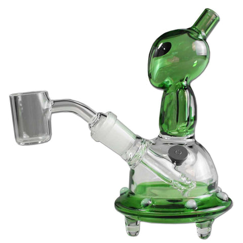 Black Leaf ''UFO Alien'' Small Glass Dab Rig Green