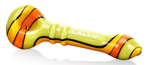 Calvo ''Signature Spoon'' Glass Smoking Pipe - Yellow/Red