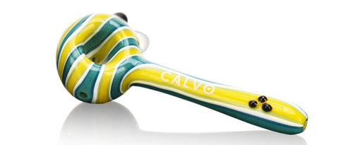 Calvo ''Thin Spoon'' Glass Smoking Pipe - Yellow/Green