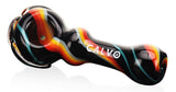 Calvo ''Twisted Spoon'' Glass Smoking Pipe - Black/Yellow/Red