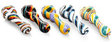 Calvo ''Twisted Spoon'' Glass Smoking Pipe - White/Black/Blue
