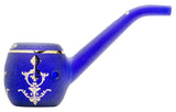 Hemper ''Jeweled Egg'' Glass Sherlock Hand Smoking Pipe Blue